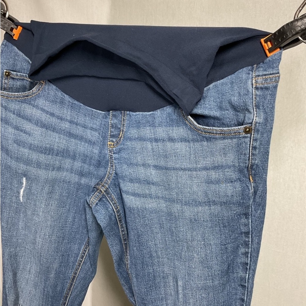 Indigo Blue Denim Distressed Jeans in Large - Picture 2 of 4